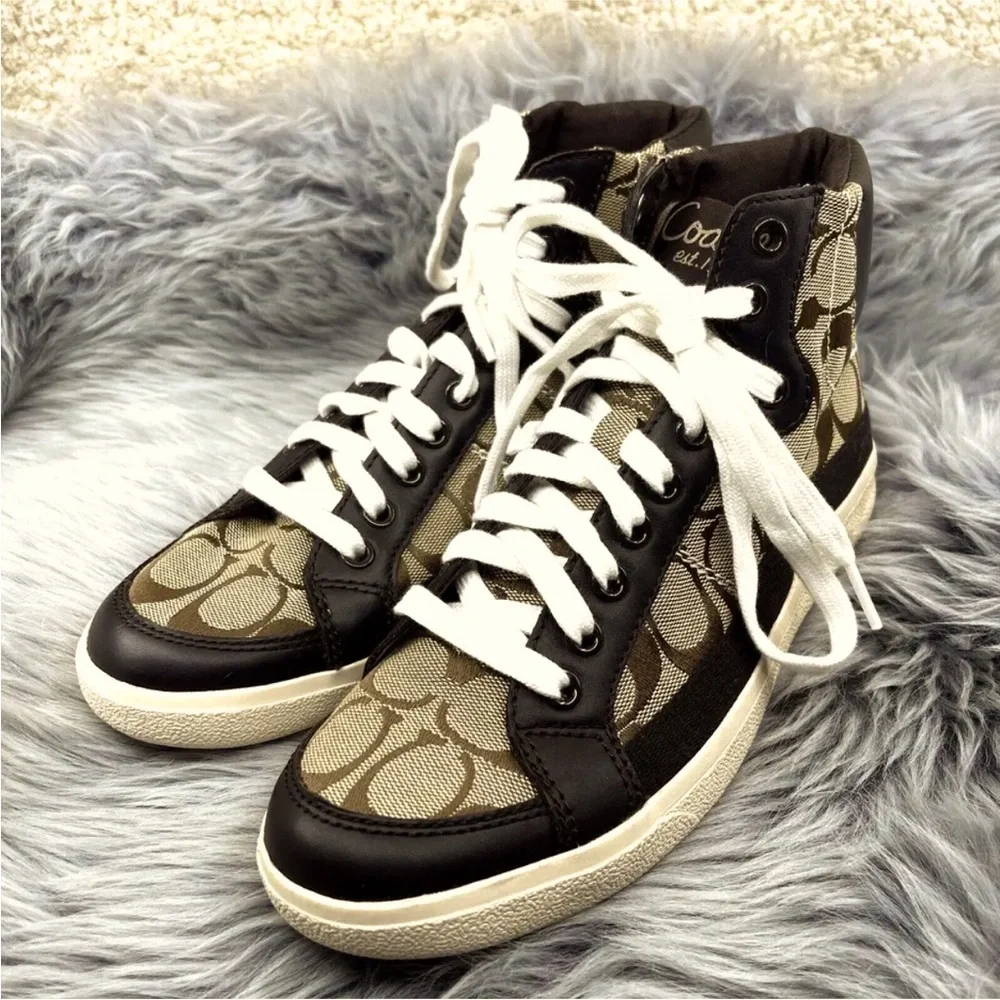 NWOT Vintage Y2K Coach Hightop Ellis signature sneakers womens size 7 shoes. - Picture 1 of 11